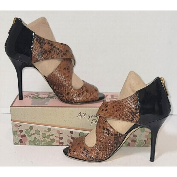 Michael Kors Reptile Stilettos Brown with Black Patent Leather - Size 5 - Picture 3 of 14